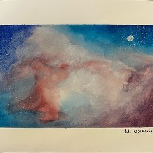 “Blue Cosmos” - hand painted, original water painting